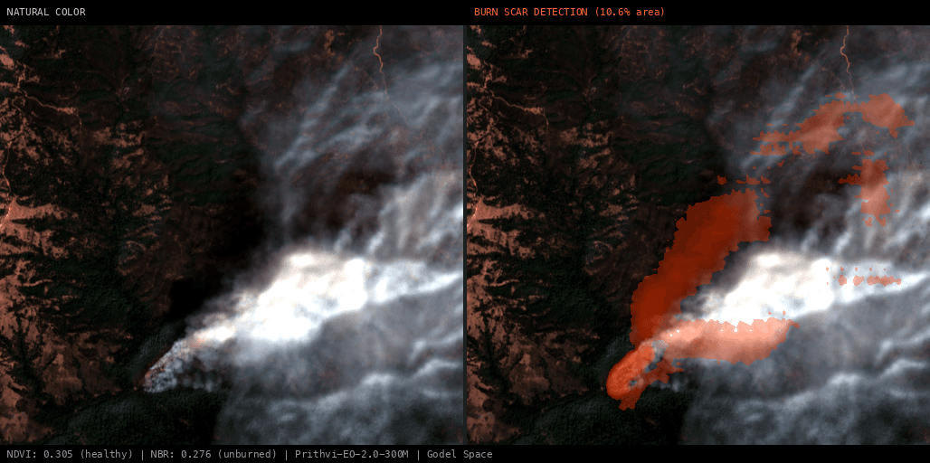 ML analysis for Active Fire Complex (167 detections, 5095 MW FRP)