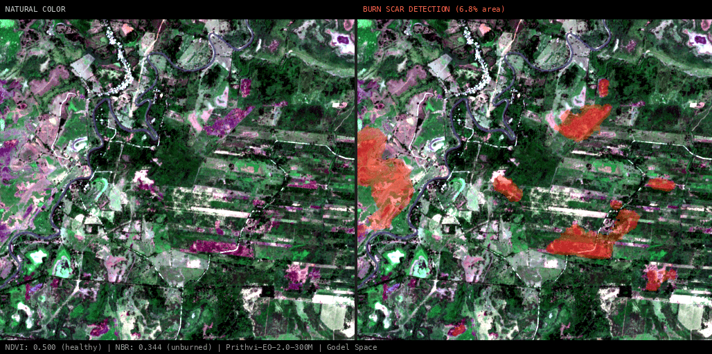 ML analysis for Active Fire Complex (53 detections, 410 MW FRP)